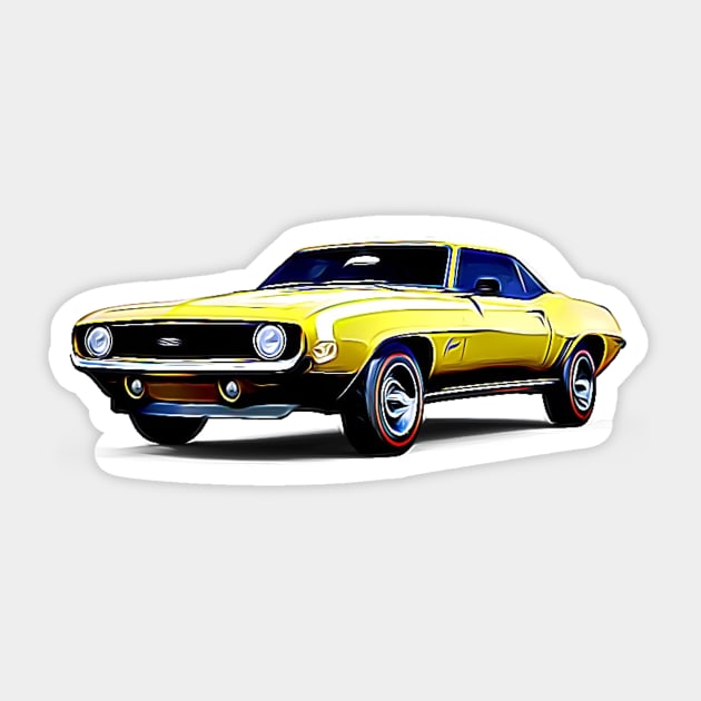 Camaro 69 Cartoon Sticker by Auto-Prints